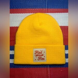 ✨🥳 Smartass & Sass Find Your Fire Vibrant Yellow Beanie with Motivational Patch